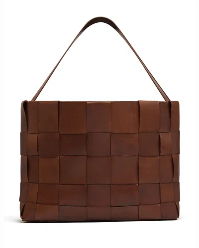 St Agni Large Woven Leather Tote In Brown