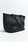 St Agni Large Woven Trapeze Bag In Black
