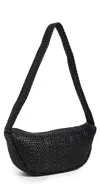 St Agni Lattice Weave Crescent Bag Black