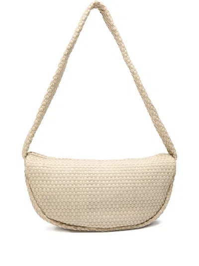 St Agni Lattice Weave Crescent Shoulder Bag In Neutral