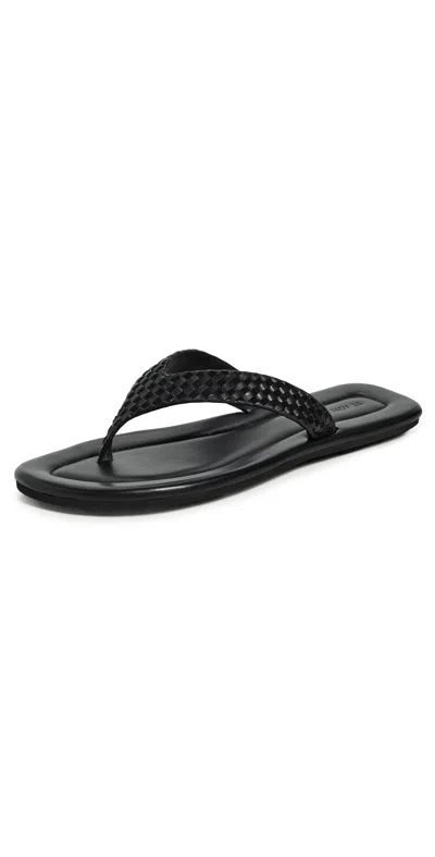 St Agni Lattice Weave Thong Flip Flops Black