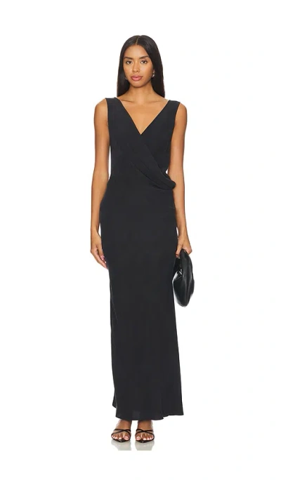 St Agni Layered Drape Dress In Black