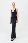 St Agni Layered Drape Dress In Black