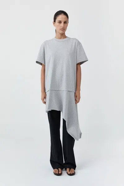 St Agni Layered Tee Mini Dress In Light Grey Marle