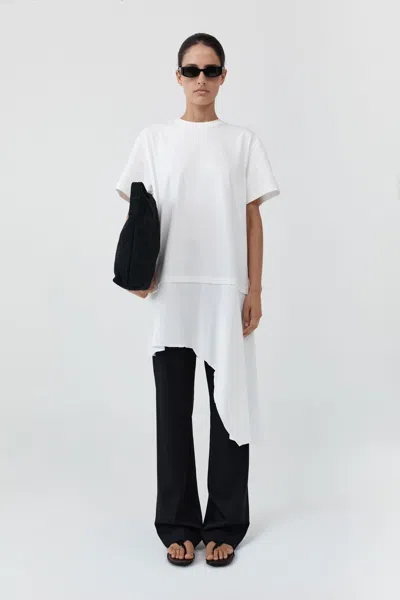 St Agni Layered Tee Mini Dress In Off White