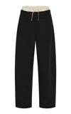 St Agni St. Agni Layered Waist Silk Wool Pants In Black