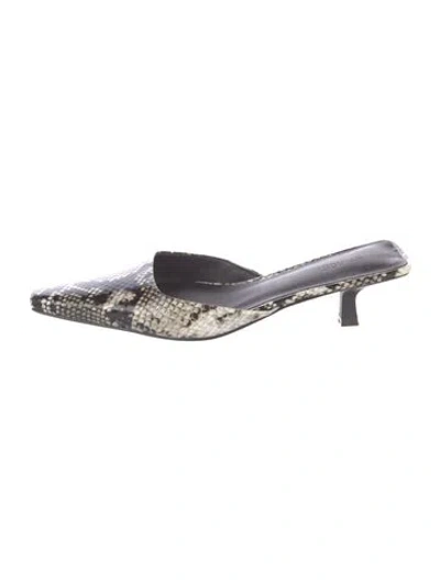 Pre-owned St Agni Leather Animal Print Mules In Neutrals