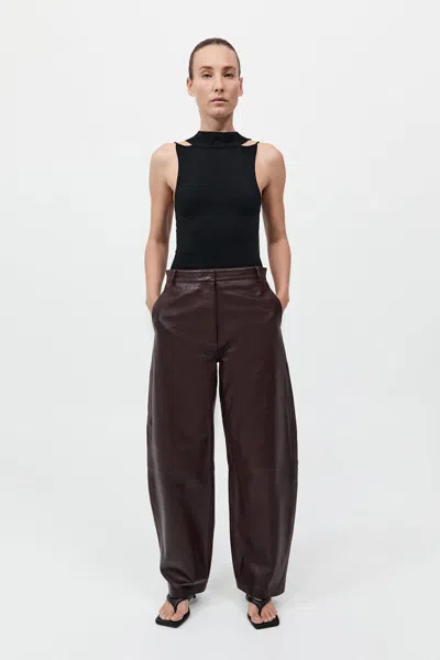 St Agni Leather Balloon Pants In Bordeaux