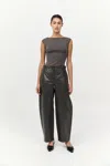 St Agni Leather Balloon Pants In Brown