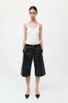 St Agni Leather Bermuda Shorts In Black