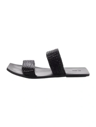 Pre-owned St Agni Leather Braided Accents Slides In Black