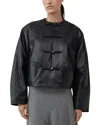 St Agni Button Detail Cocoon Leather Jacket In Black