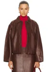St Agni Leather Cocoon Jacket In Brown