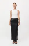 St Agni Leather Column Midi Skirt In Black