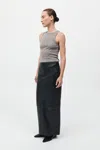 St Agni Leather Column Skirt In Black