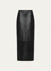 St Agni Leather Column Midi Skirt In Black