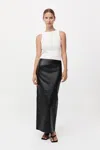 St Agni Leather Column Midi Skirt In Black