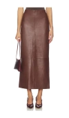 St Agni Leather Column Skirt In Brown