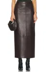 St Agni Exclusive Leather Maxi Column Skirt In Chocolate