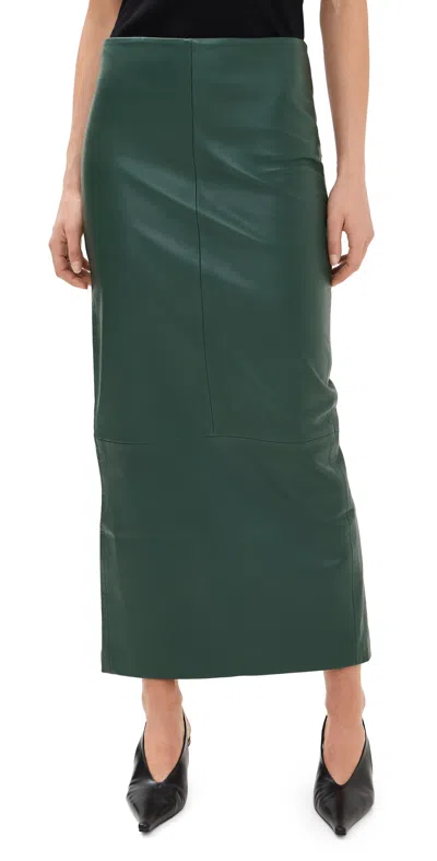 St Agni Leather Column Skirt Deep Green
