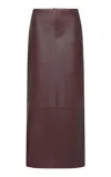 St Agni Leather Column Skirt In Red