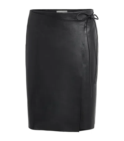 St Agni St. Agni Leather Everyday Wrap Midi Skirt In Black