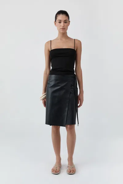 St Agni Leather Everyday Wrap Skirt In Black