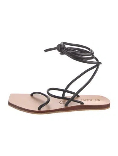 Pre-owned St Agni Leather Gladiator Sandals In Brown