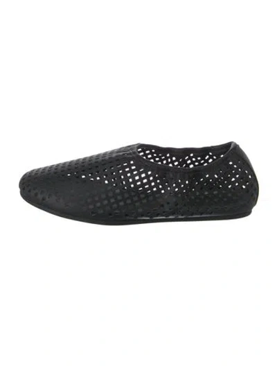 Pre-owned St Agni Leather Lasercut Accents Ballet Flats In Black