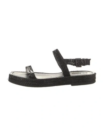 Pre-owned St Agni Leather Leather Trim Embellishment Espadrilles In Black