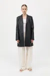 St Agni Leather Longline Jacket In Black