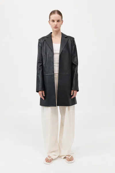 St Agni Leather Longline Jacket In Black