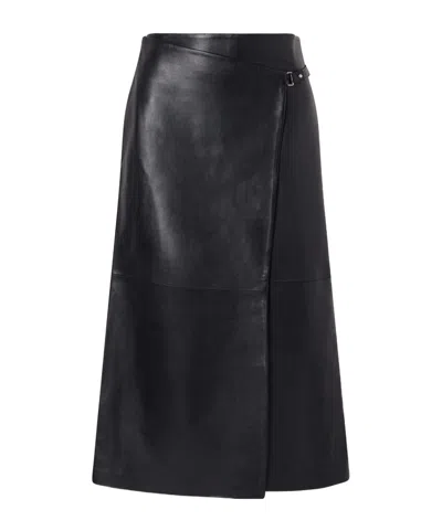 St Agni Leather Midi Wrap Skirt In Black