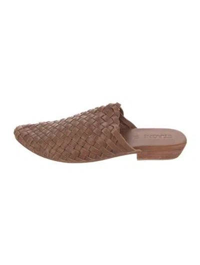 Pre-owned St Agni Leather Mules In Brown