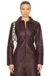 St Agni Leather Panelled Shirt In Burgundy