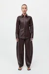 St Agni Leather Panelled Shirt In Burgundy
