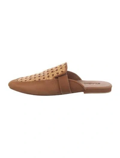 Pre-owned St Agni Leather Patterned Mules In Brown