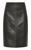 St Agni Leather Pencil Skirt In Khaki