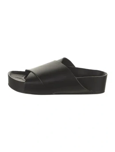 Pre-owned St Agni Leather Slides In Black