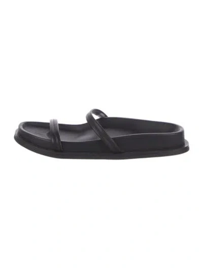 Pre-owned St Agni Leather Slides In Black
