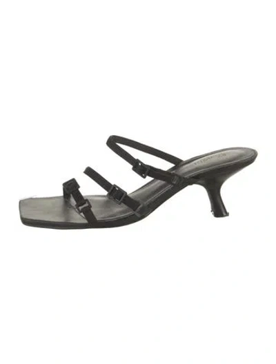 Pre-owned St Agni Leather Slides In Black