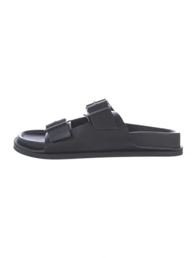 Pre-owned St Agni Leather Slides In Black