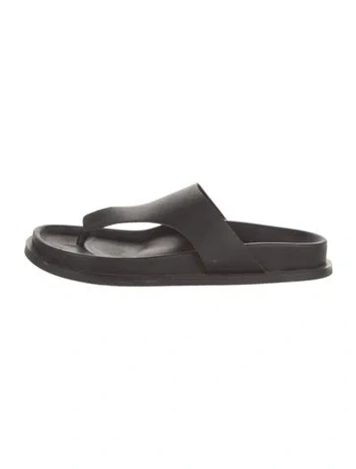 Pre-owned St Agni Leather Slides In Black