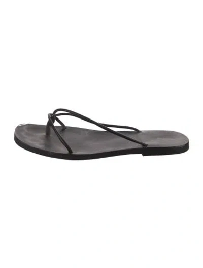 Pre-owned St Agni Leather Slides In Black