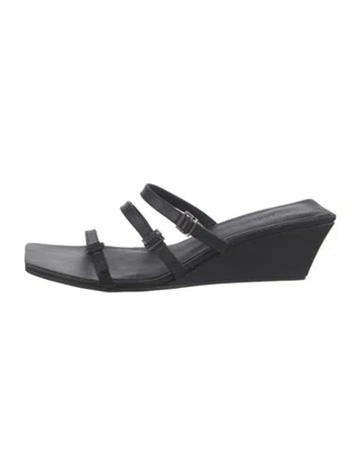 Pre-owned St Agni Leather Slides In Black