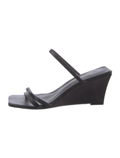 Pre-owned St Agni Leather Slides In Black