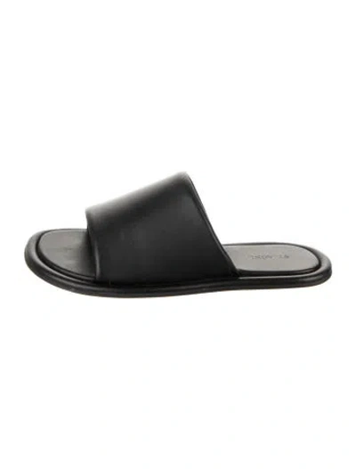 Pre-owned St Agni Leather Slides In Black