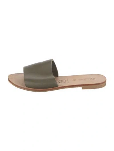 Pre-owned St Agni Leather Slides In Black