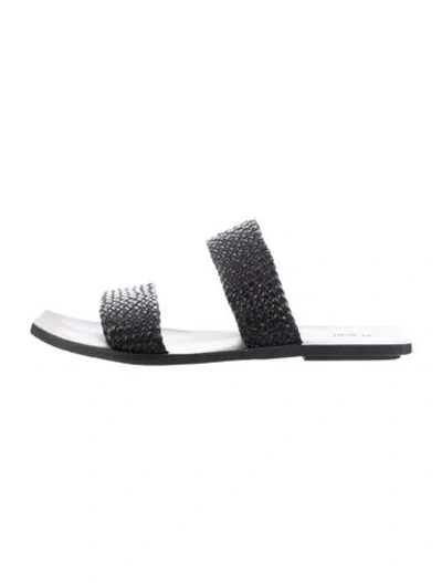 Pre-owned St Agni Leather Slides In Black