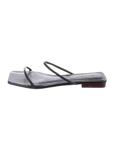 Pre-owned St Agni Leather Slides In Black